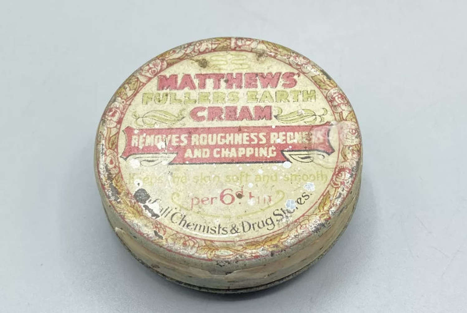WW2 1930s British Home Front Matthews Fullers Earth Cream Tin