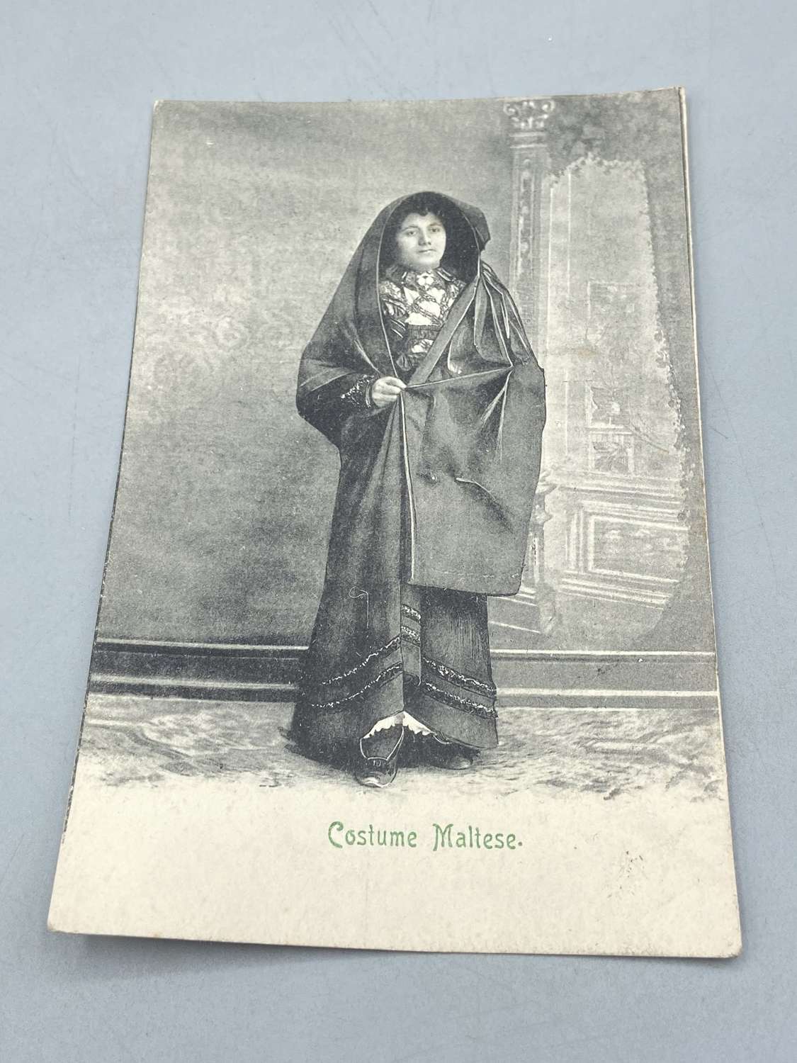 Antique Ww1 Costume Lady Maltese Malta Postcard Unused
