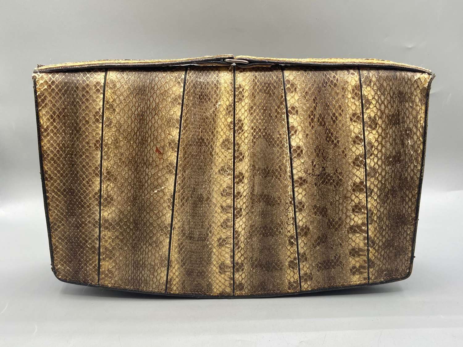 Vintage 1920s Snake Leather Skin Hand Clutch Bag & Brown Leather Purse