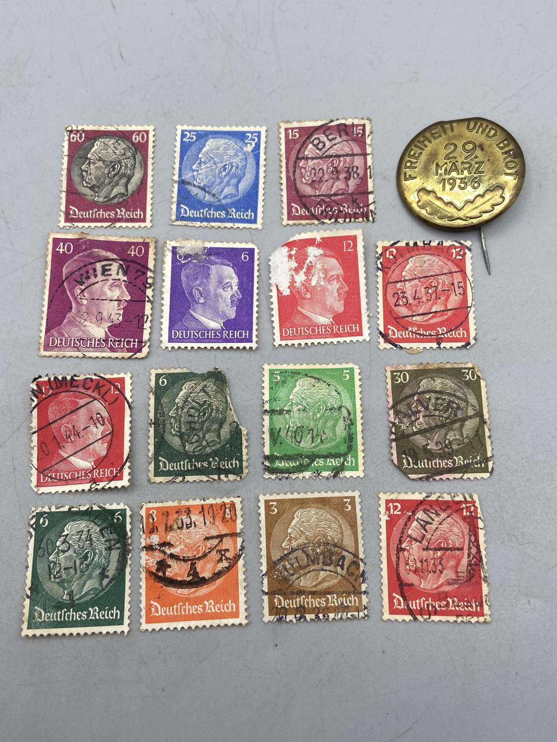 Pre WW2 German Freedom & Bread Ballot 1936 Badge & Period Stamps Lot