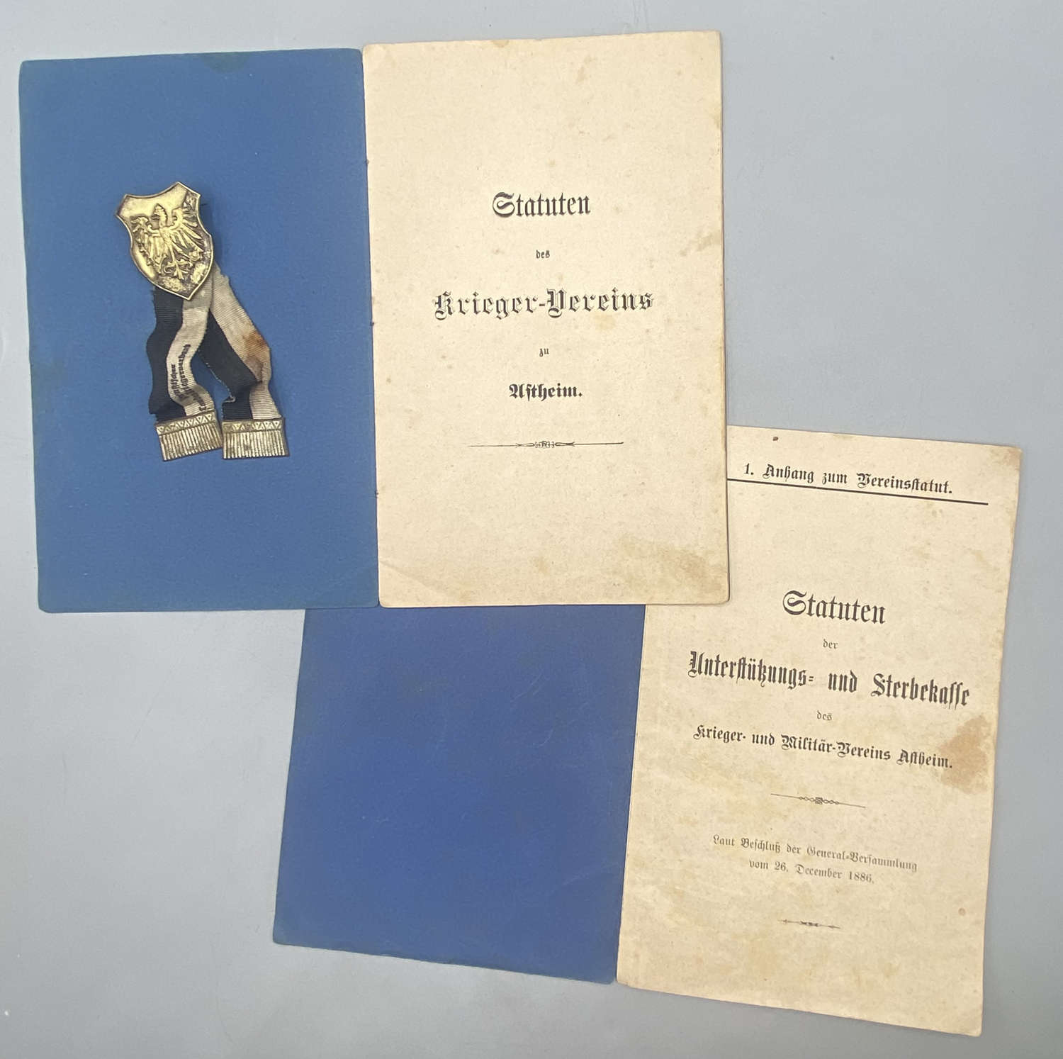Pre WW1 German 1887 Warriors Association Membership Books & Medal