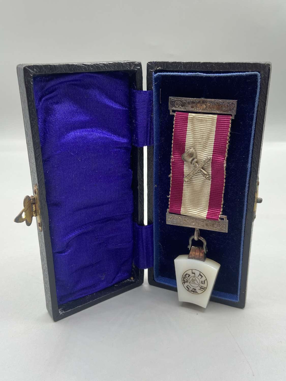 Antique Royal Arch Mason York Rite Masonic Agate & Silver Boxed Medal