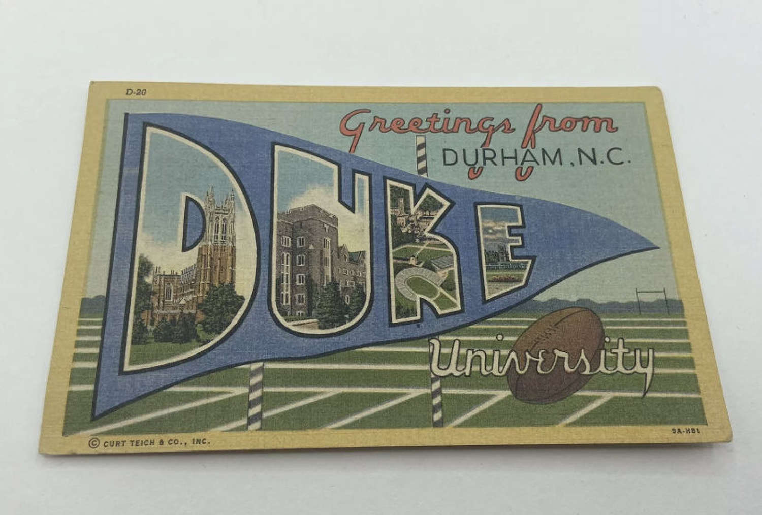 Vintage 1950s Greetings From Duke Durham N.C University Postcard