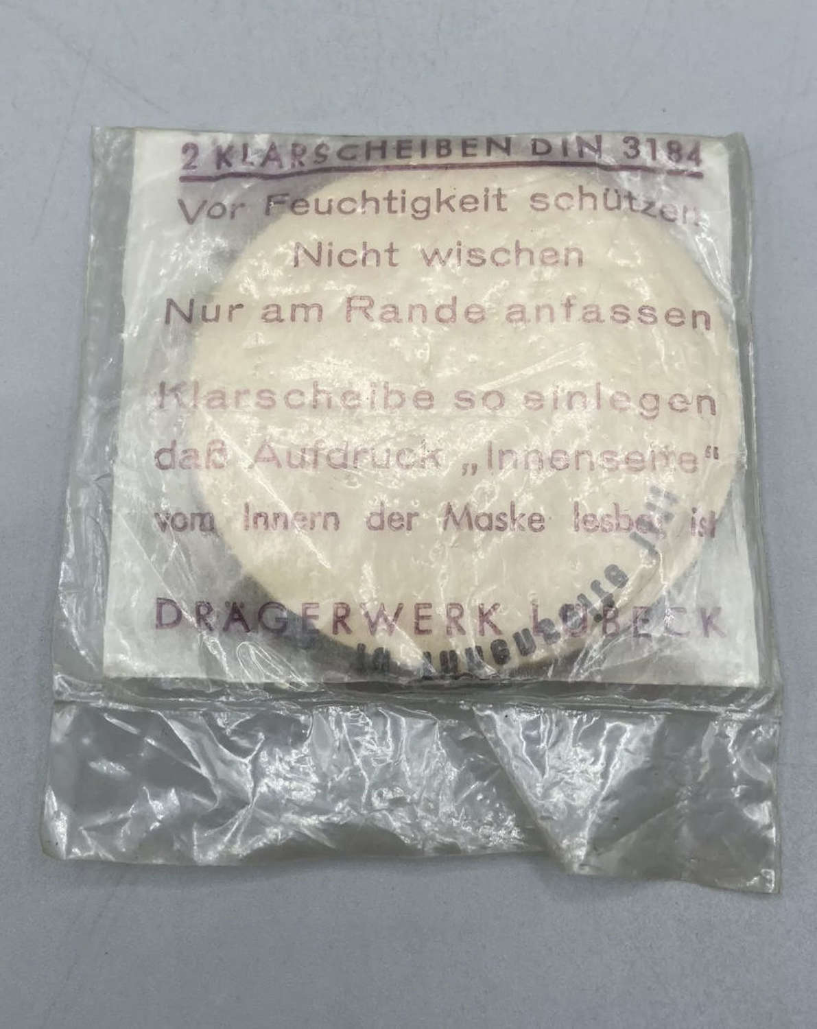 Pair Of WW2 German Gas Mask Lens 2 Klarschriben Din 3184