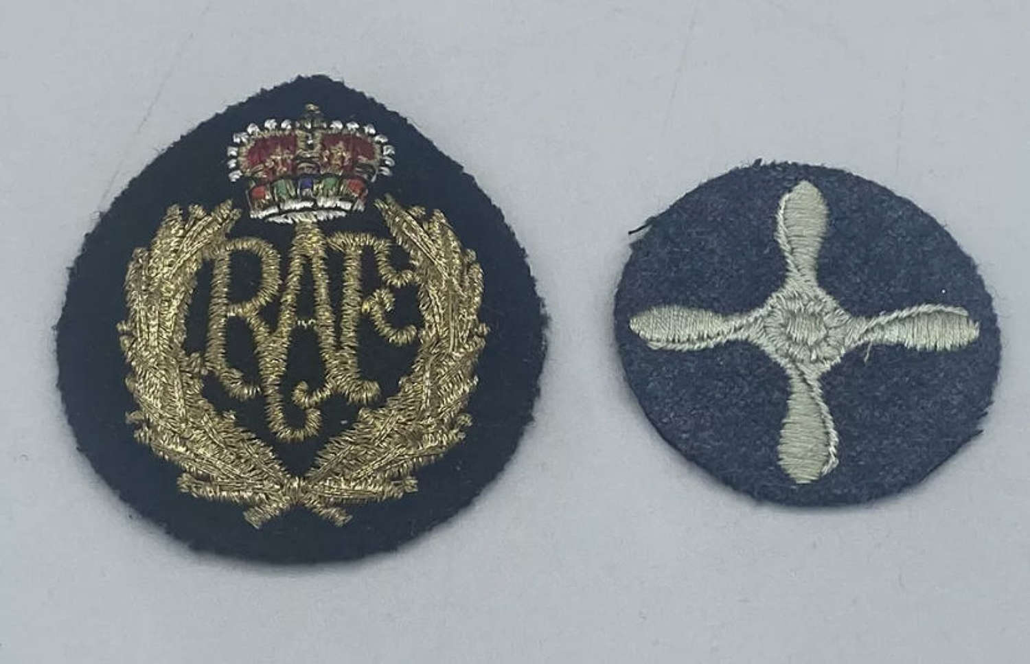 1950s Queens Crown Womens RAF Cap Bullion Patch & Proficiency Patch