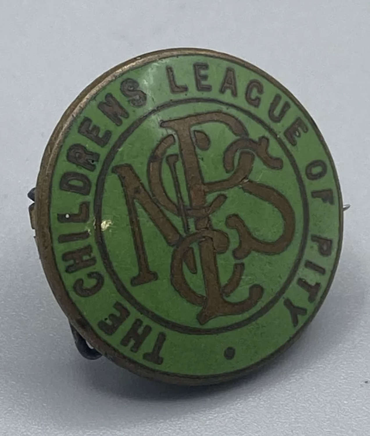 1890s Green Enamel Children's League of Pity Members Brass Badge