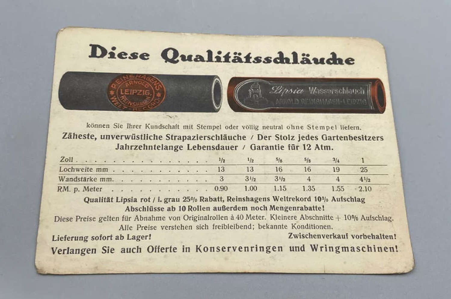 WW2 German Advertisement Postcard Garden Hoses Leipzig Reinshagens