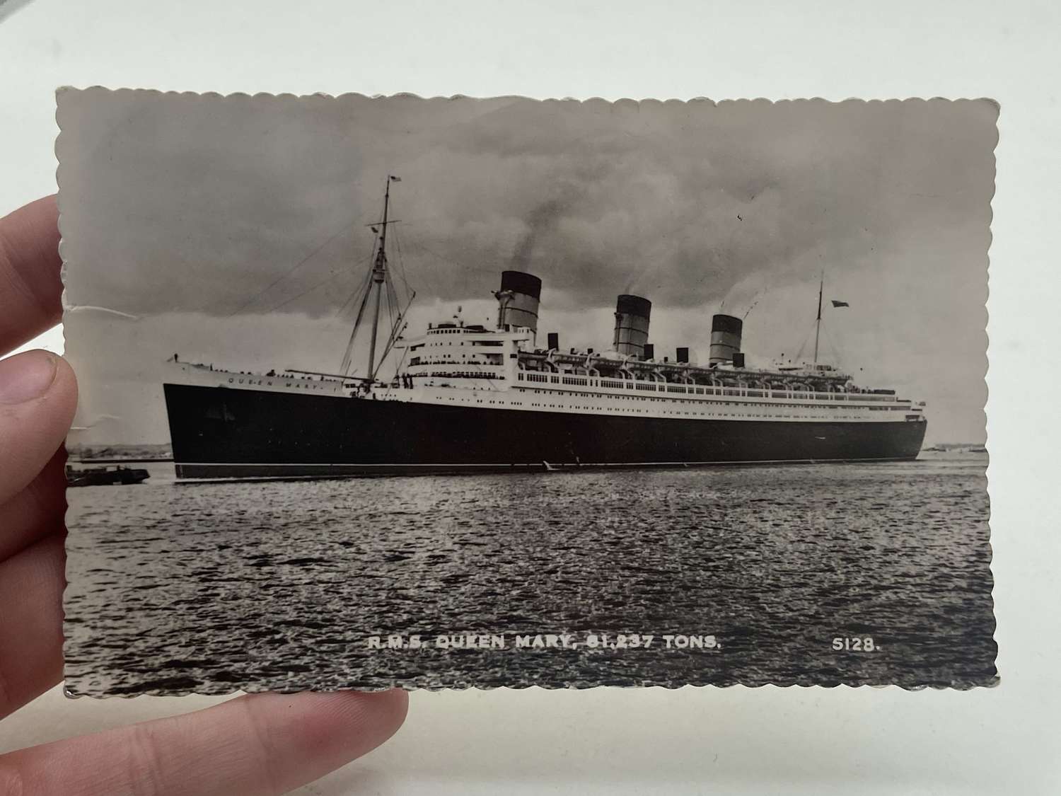 Vintage 1950s R.M.S Queen Mary 61,237 Tons Photographic Postcard