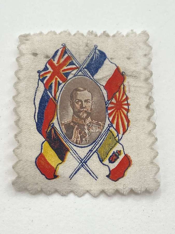 WW1 British King George V Surrounded By Allied Flags Small Silk