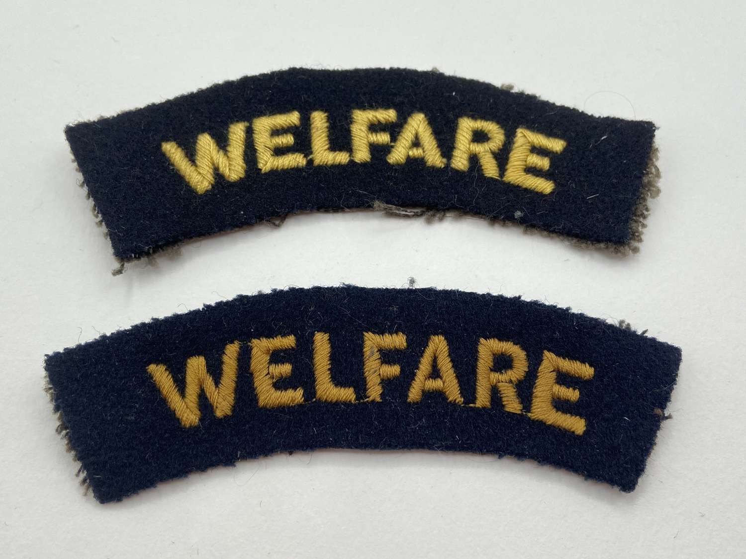 Pair Of WW2 British Home Front Civil Defence Welfare Shoulder Titles