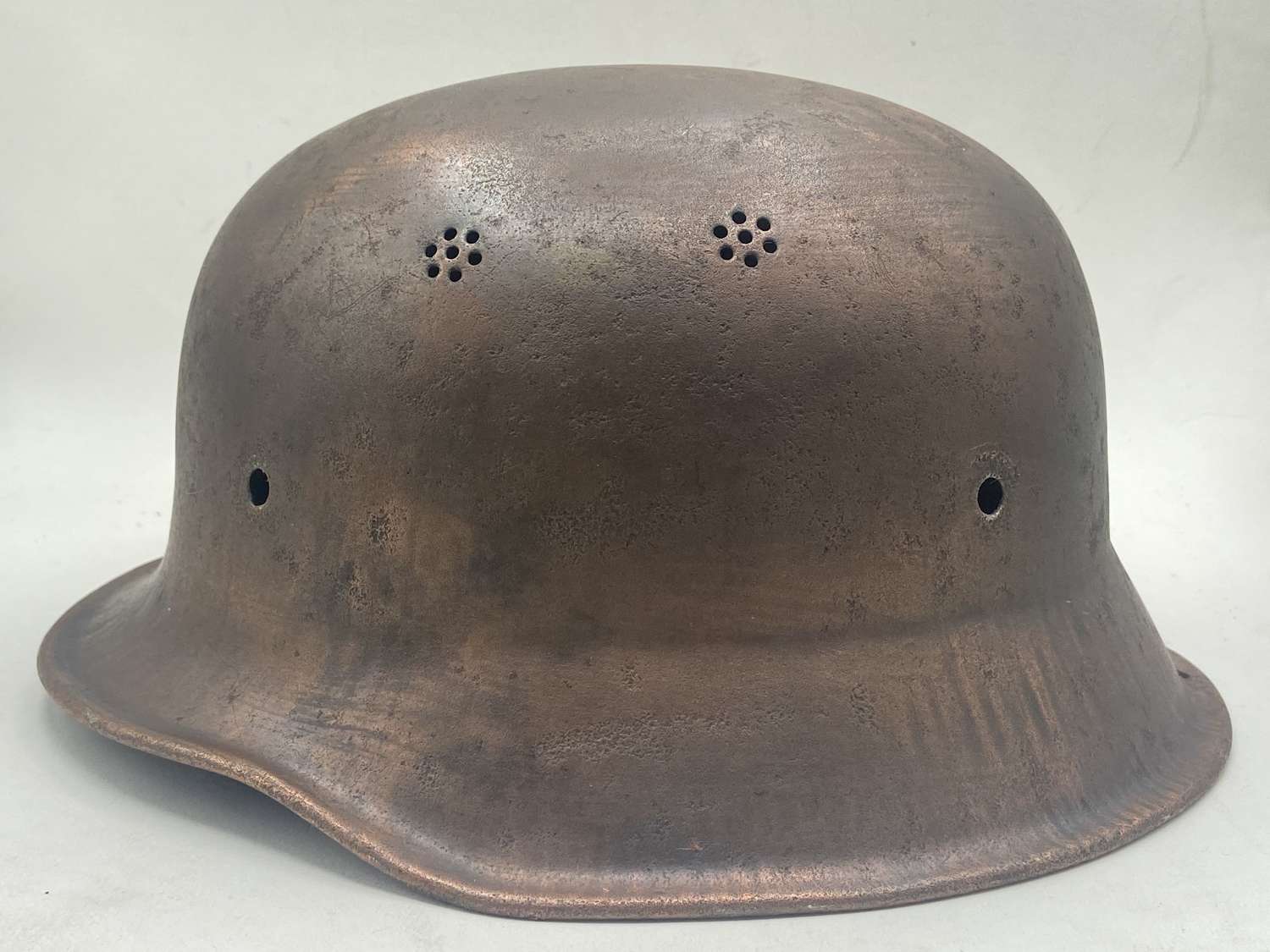 WW2 German Fireman M34 Copperised Helmet Missing Liner