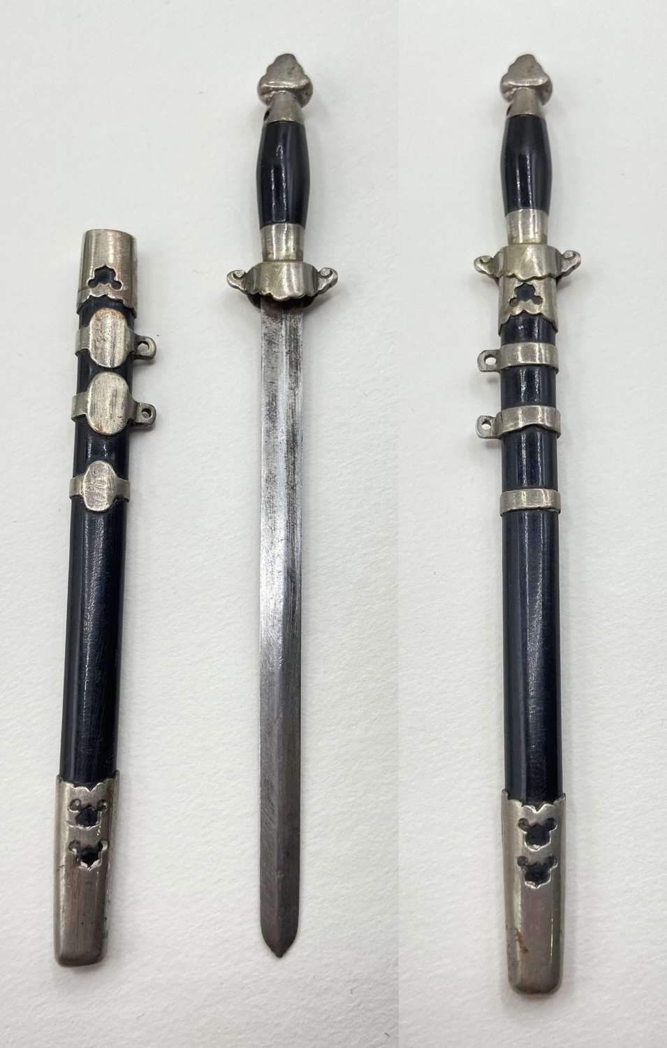 Antique 19th Century Miniature Chinese Jian Straight Sword 14cm Length