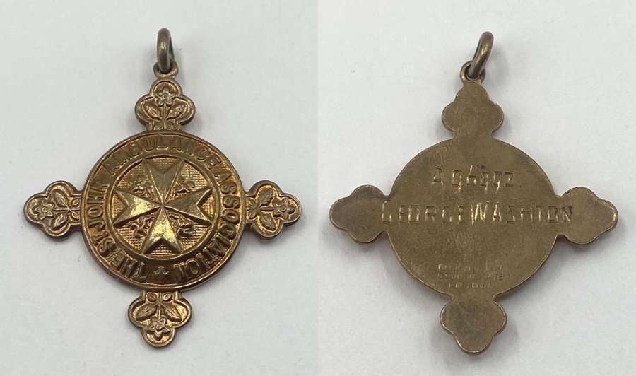 WW2 Era St John Ambulance Association Member Medal George Washton