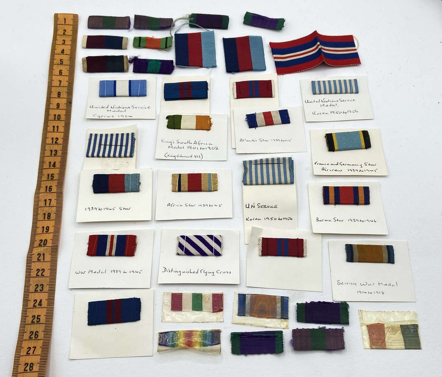 Collection Of Original British Boer War, WW1, WW2 & Korea Medal Ribbon
