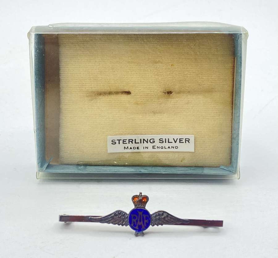 Post WW2 British Royal Air Force RAF Sterling Silver & Enamel Brooch
