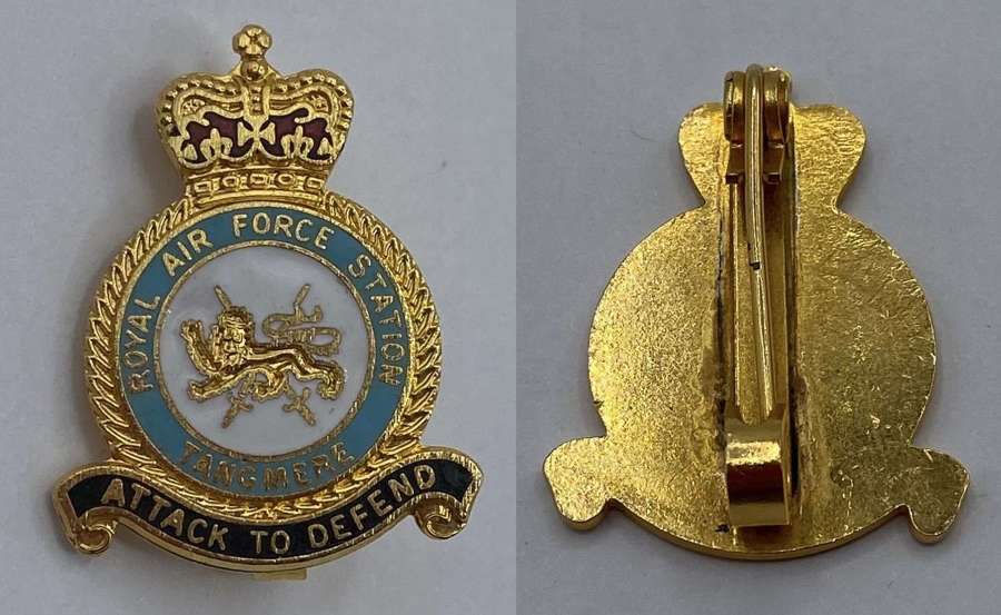 Post WW2 Royal Airforce Station Tangmere Attack To Defend Enamel Badge