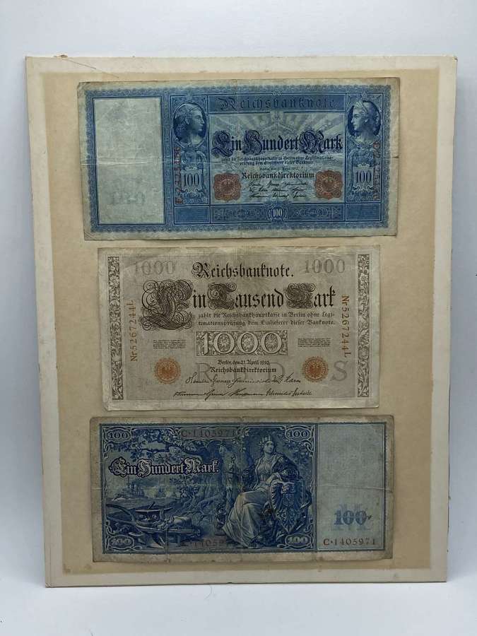 Mounted Pre WW1 German Imperial April 1910 Reichsbanknotes