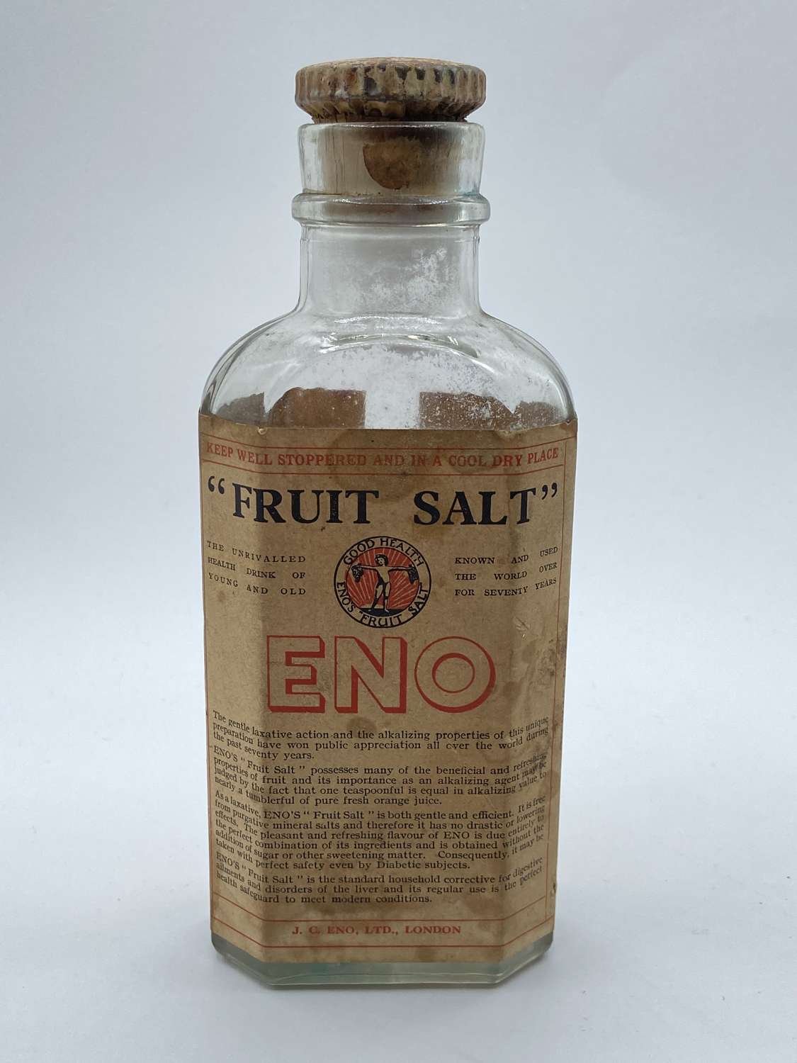 WW1 Period British Home Front Eno’s Fruit Salt Bottle & Contents