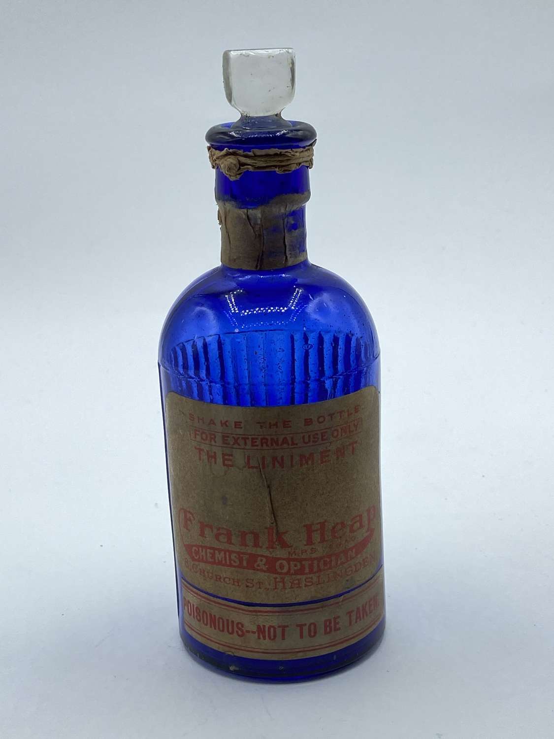 WW1 Period British Home Front Frank Heaps Liniment “Poison” Bottle