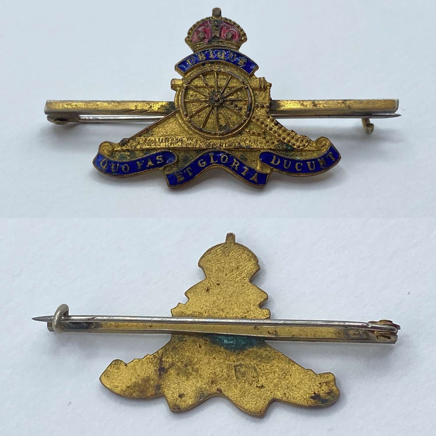 WW1 British Army Kings Crown Royal Artillery Sweetheart Badge Tie Pin