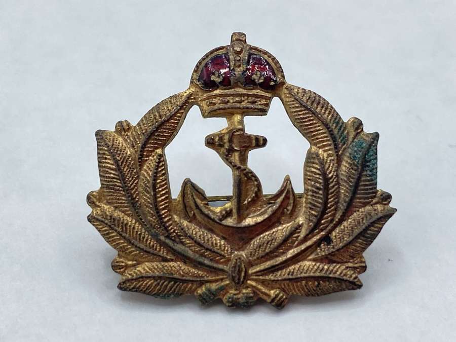 WW1 British Gilt & Enamel Royal Navy Officers Sweetheart Brooch Badge