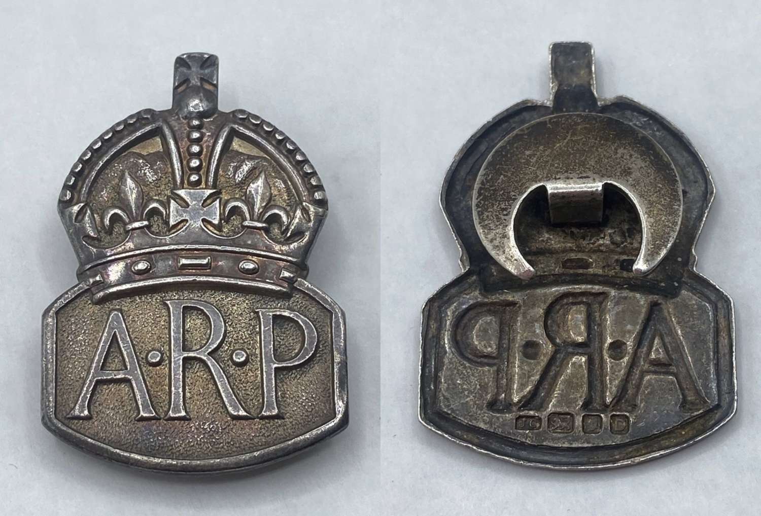 WW2 Silver Hallmarked 1939 ARP Air Raid Precautions Badge