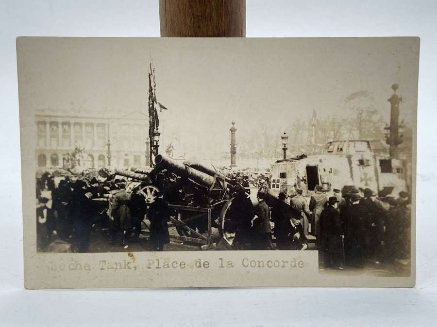 WW1 Boche German Tank Place De La Concorde Photograph Postcard