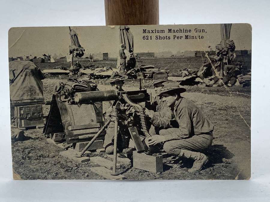 WW1 US Soldiers ‘Maxium’ Maxim Machine Gun Photo Postcard