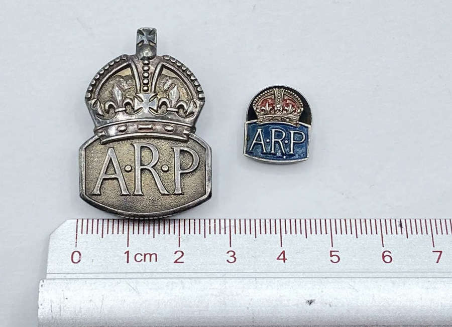 WW2 British Miniature Sterling Silver ARP Air Raid Precautions Badge