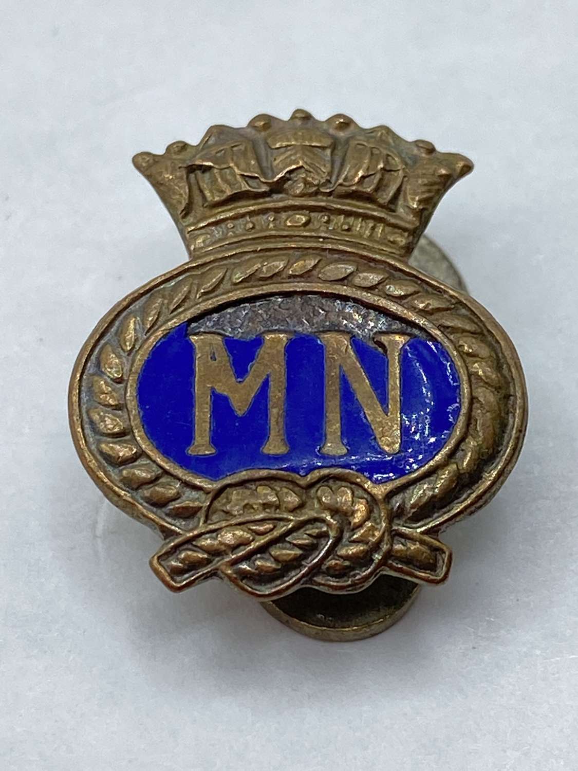 WW2 Period British Merchant Navy MN Enamel￼ Label Badge ￼