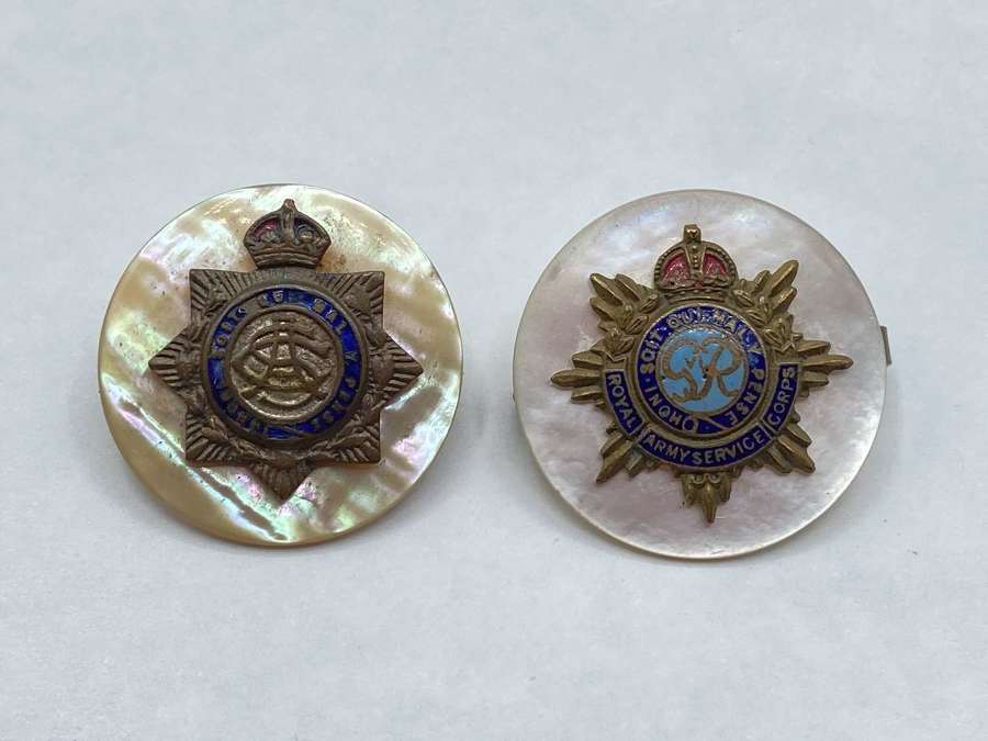 WW1 Army Service Corps & WW2 Royal Army Service Corp Sweetheart Badges