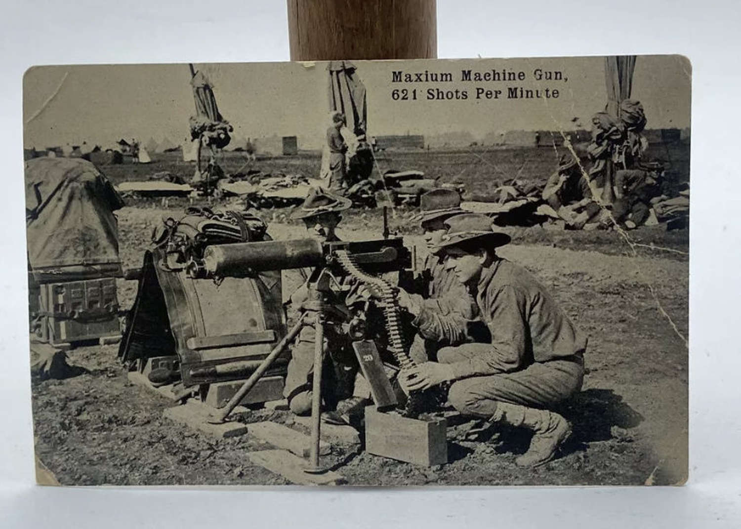 WW1 US Soldiers With A ‘Maxium’ Maxim Machine-Gun Photograph Postcard