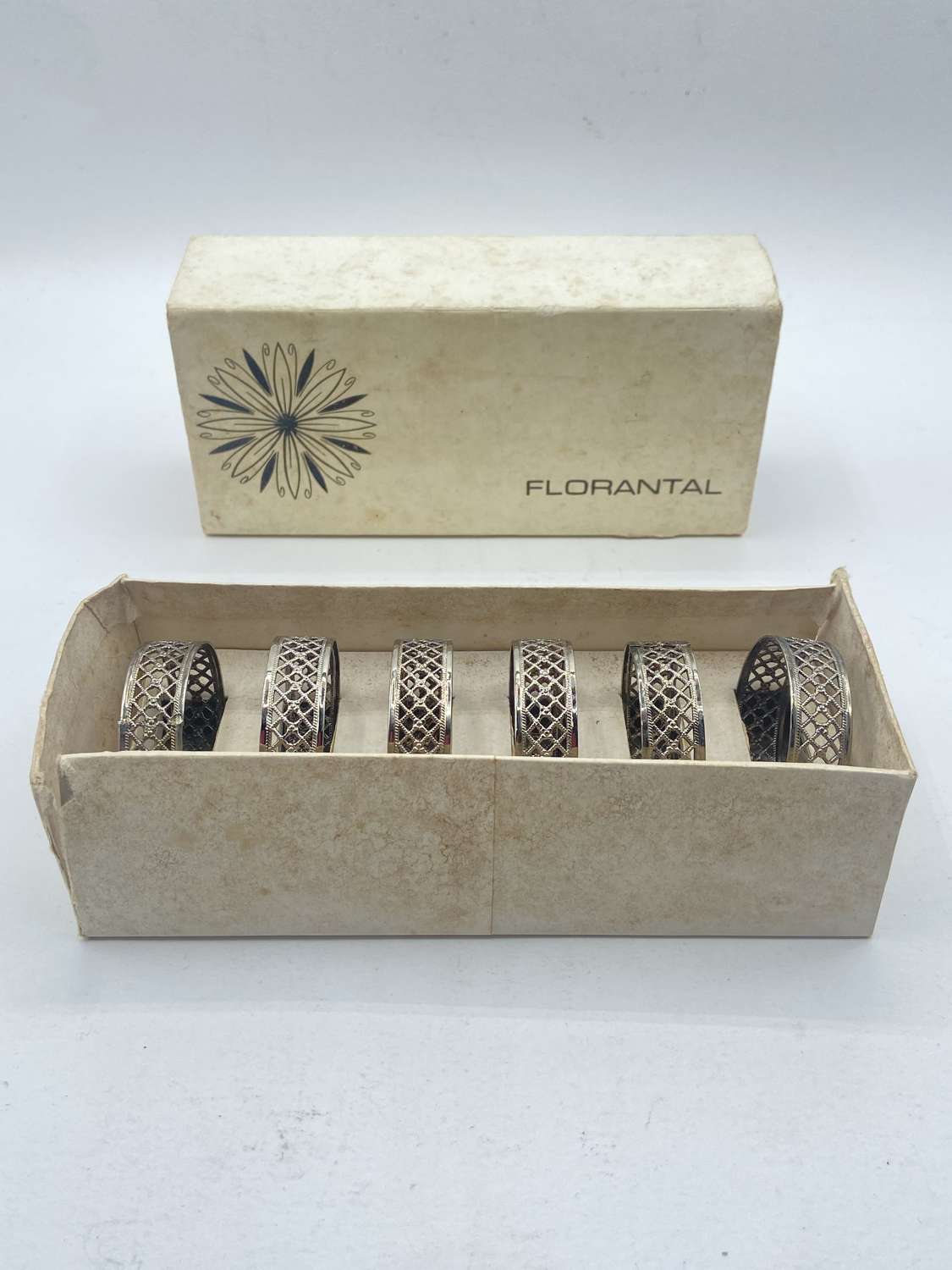 Vintage Florantal Silver Plated Napkin Rings 60's RETRO DESIGN