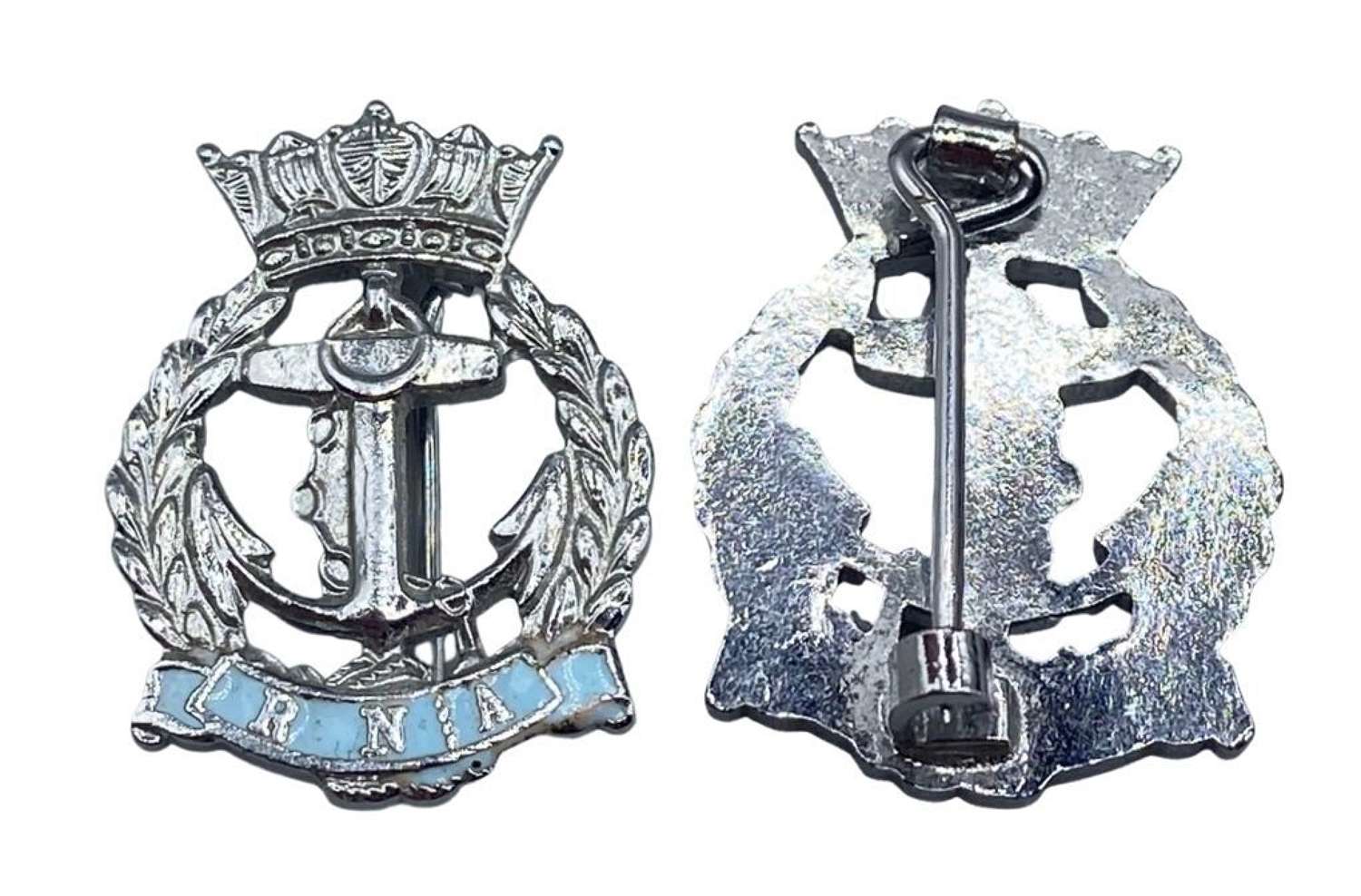 WW2 British Silver Tone & Enamel Royal Navy Association Badges