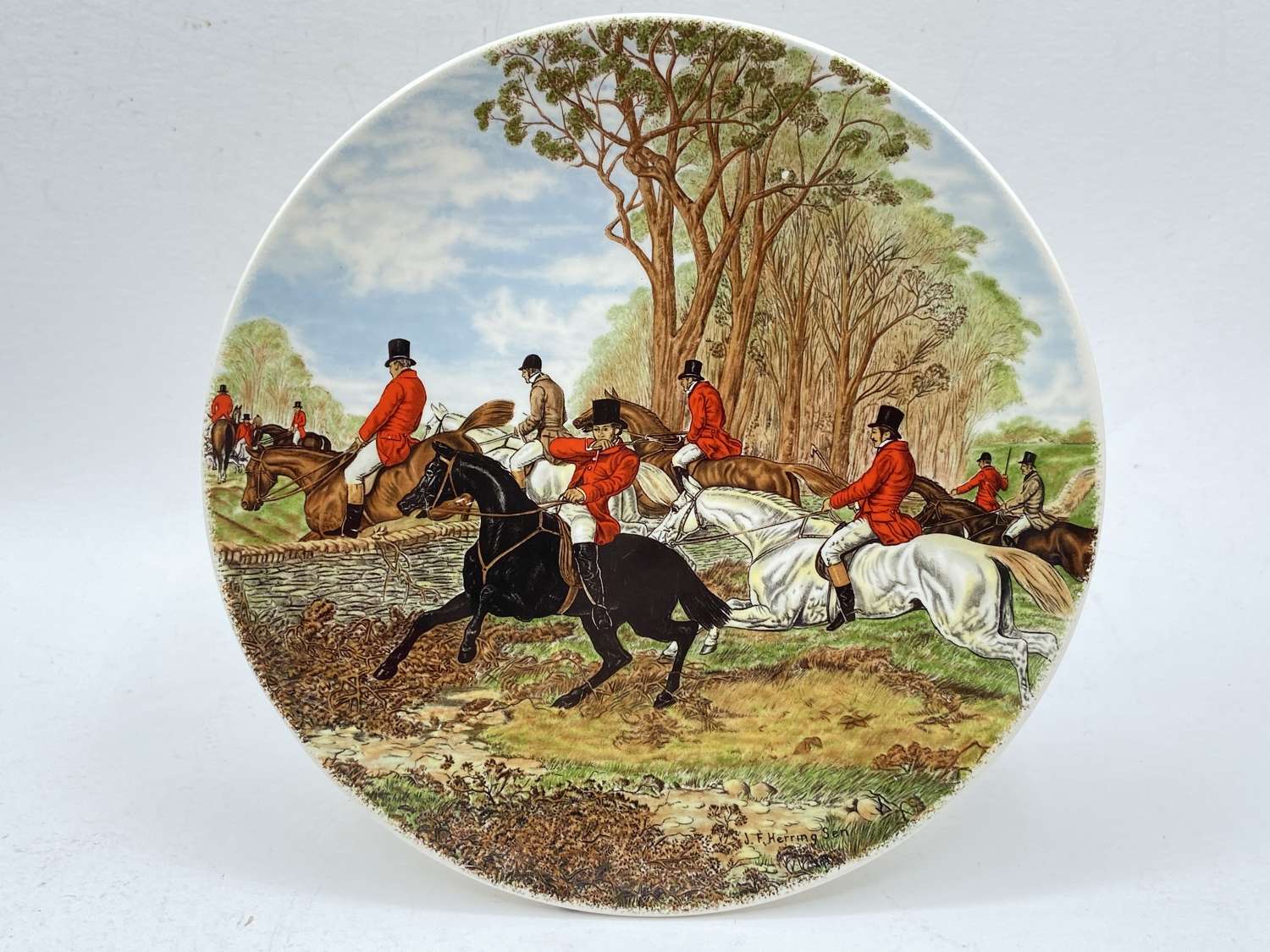 Poole Pottery Transfer Plate, Fox Hunting. Horse Refusing to Jump