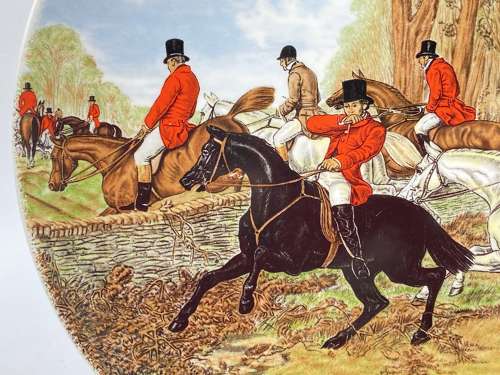 Poole Pottery Transfer Plate, Fox Hunting. Horse Refusing to Jump