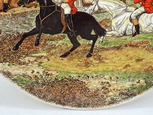 Poole Pottery Transfer Plate, Fox Hunting. Horse Refusing to Jump