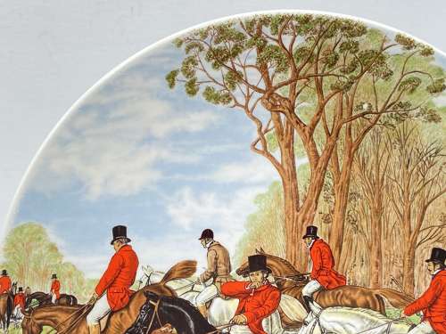 Poole Pottery Transfer Plate, Fox Hunting. Horse Refusing to Jump