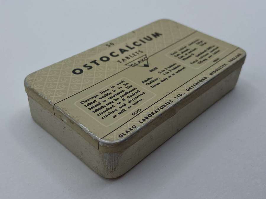 WW2 Period British Pharmaceutical Home Front Ostocalcium Empty Tin