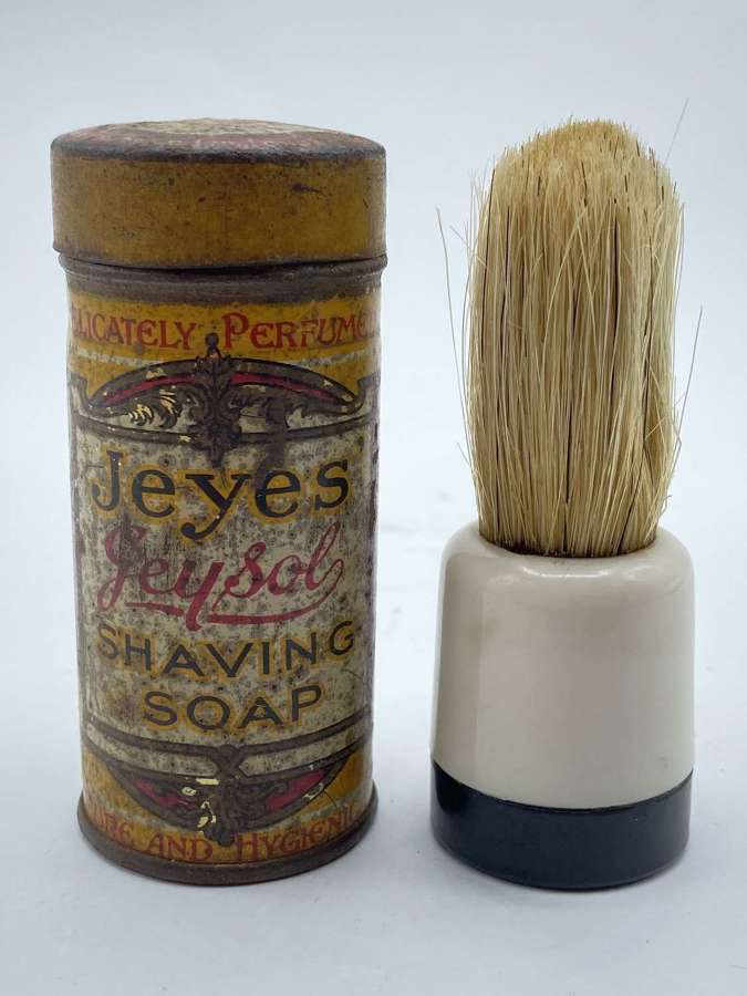 WW2 British Home Front Vanity/Hygiene Jeyes Shaving Soap Tin & Brush
