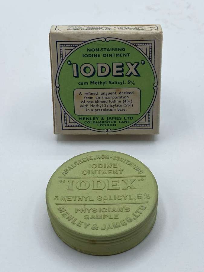 WW2 Period British Pharmaceutical Home Front Iodex Ointment Complete