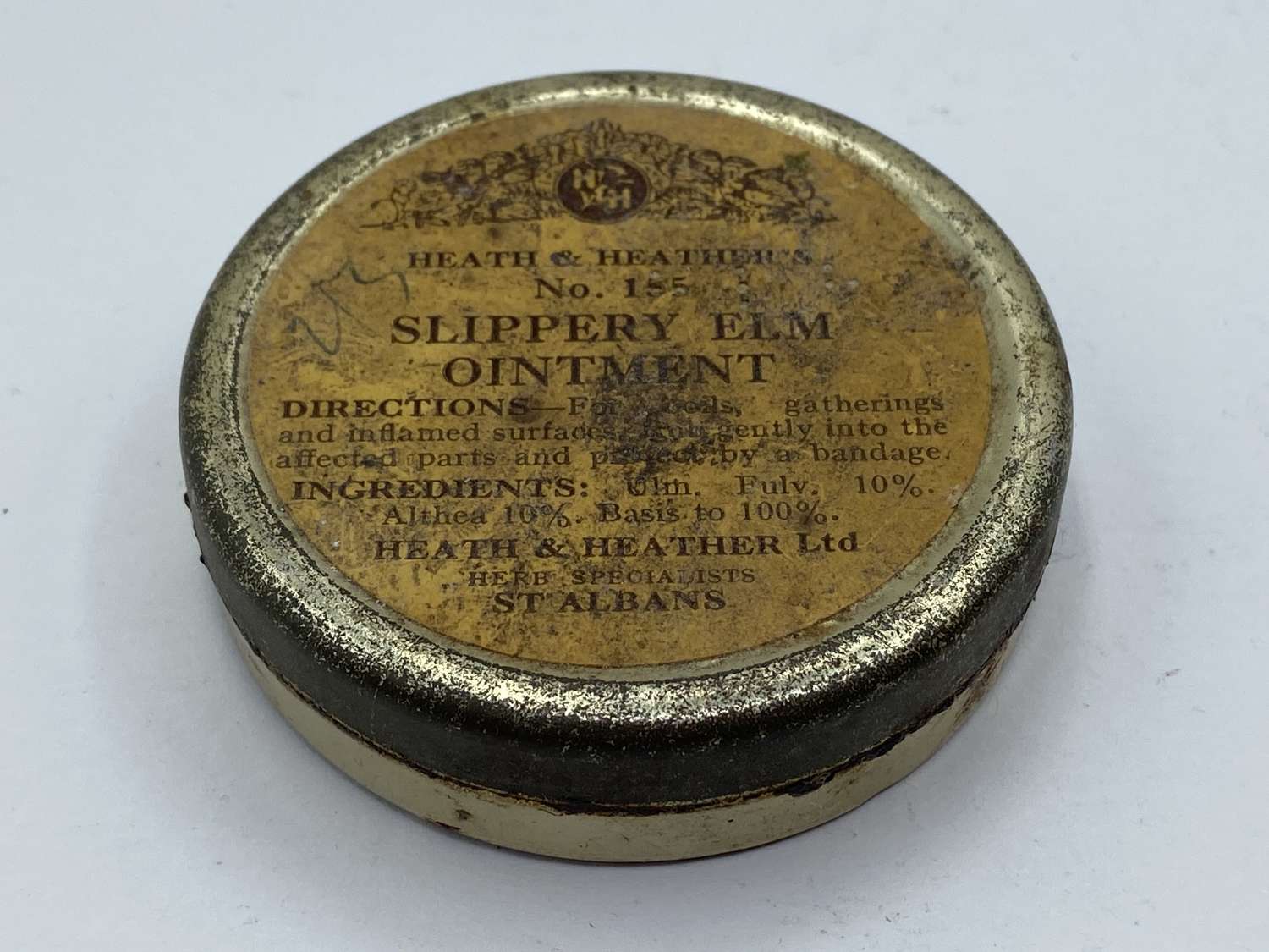 WW1 Era British Medical Home Front Slippery Elm Ointment