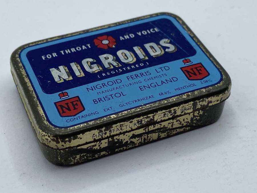 WW2 Period British Pharmaceutical Home Front Empty Nigroids Tin