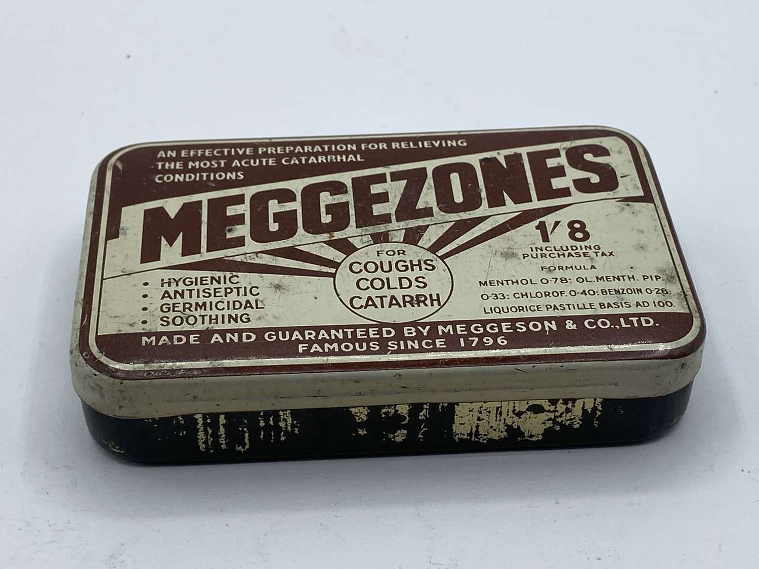 WW2 Period British Pharmaceutical Home Front Empty Meggezones Tin