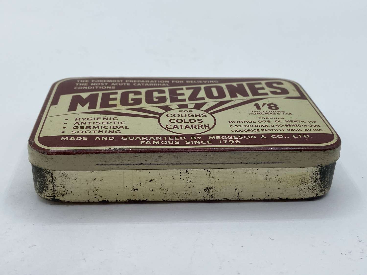WW2 British Pharmaceutical Home Front Empty Meggezones MB Tin