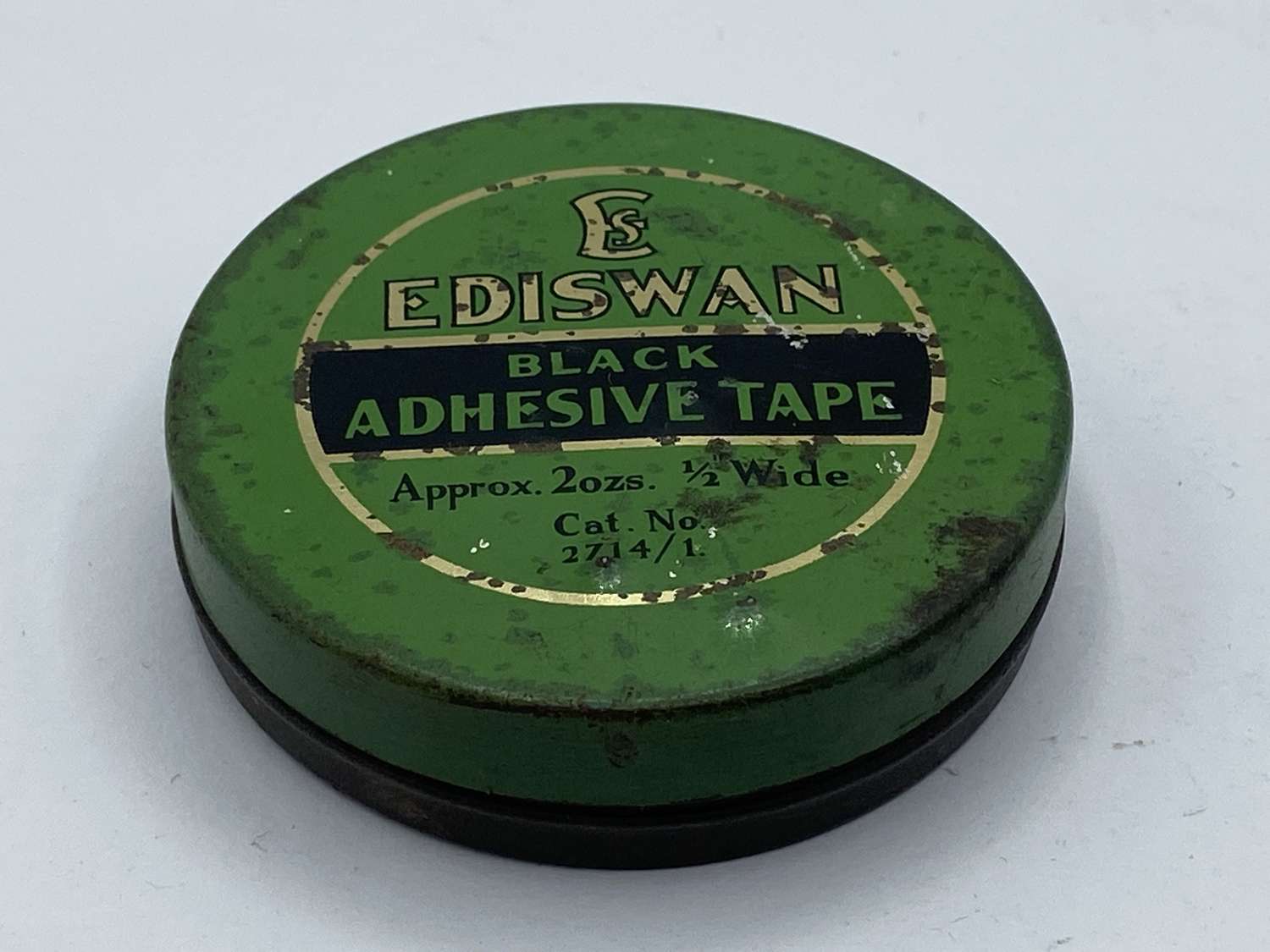 WW2 British Pharmaceutical Home Front Empty Ediswan Black Tape Tin