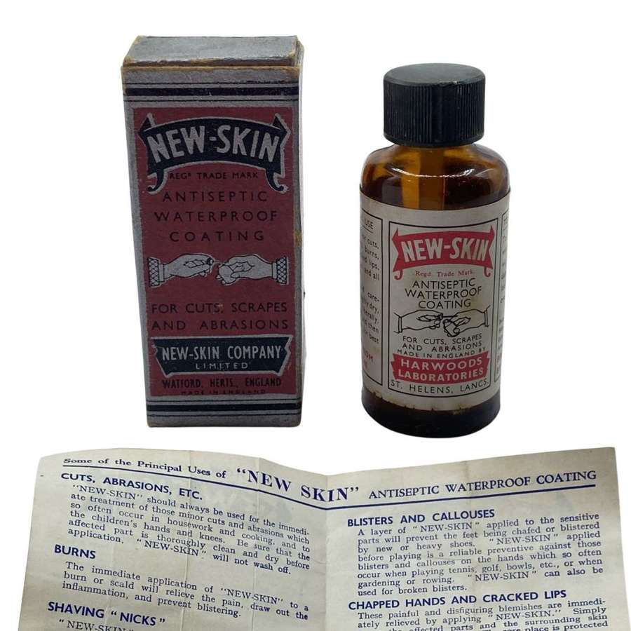 WW2 British Pharmaceutical Boxed New Skin Bottle & Instructions