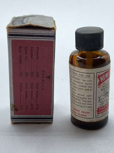 WW2 British Pharmaceutical Boxed New Skin Bottle & Instructions