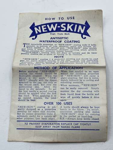WW2 British Pharmaceutical Boxed New Skin Bottle & Instructions