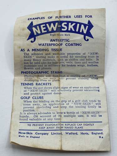 WW2 British Pharmaceutical Boxed New Skin Bottle & Instructions